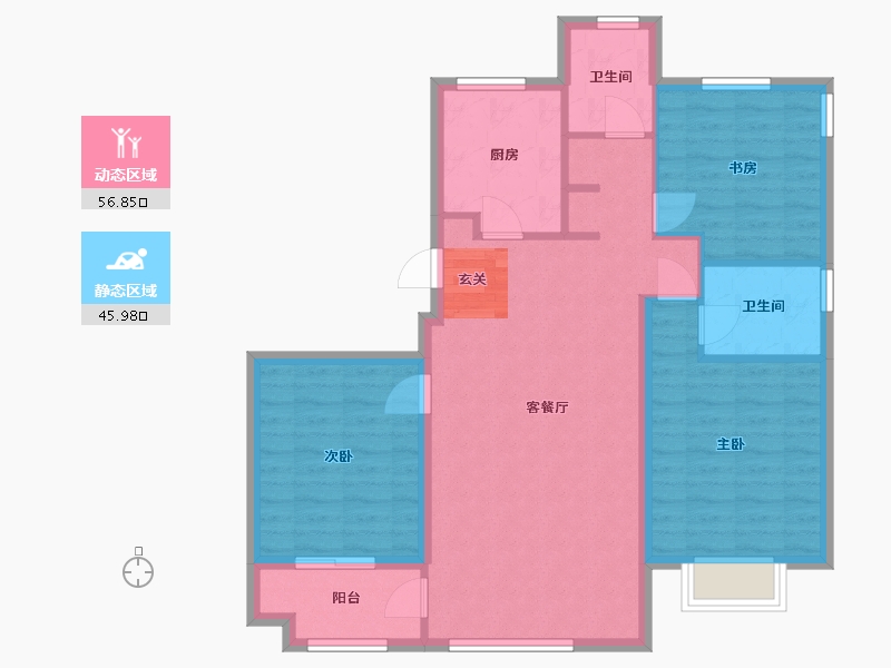 重庆-重庆市-维科望江府-92.96-户型库-动静分区