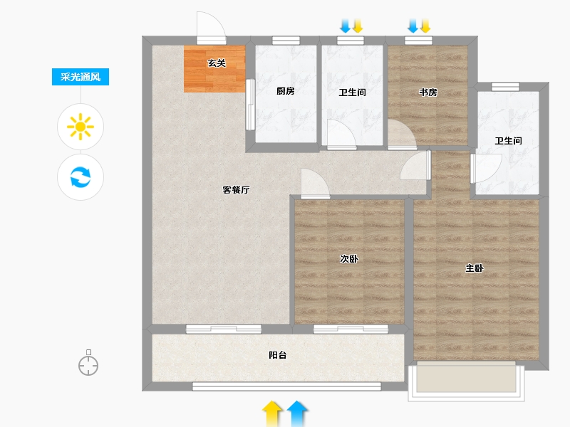 浙江省-宁波市-绿城招商・明月江南-84.67-户型库-采光通风