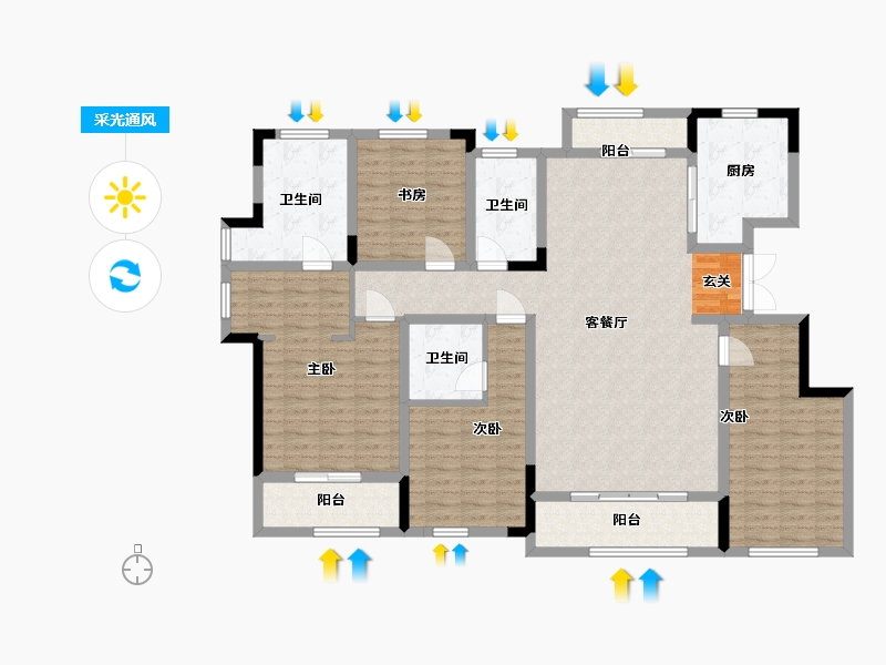 浙江省-宁波市-蓝城明庐-146.51-户型库-采光通风