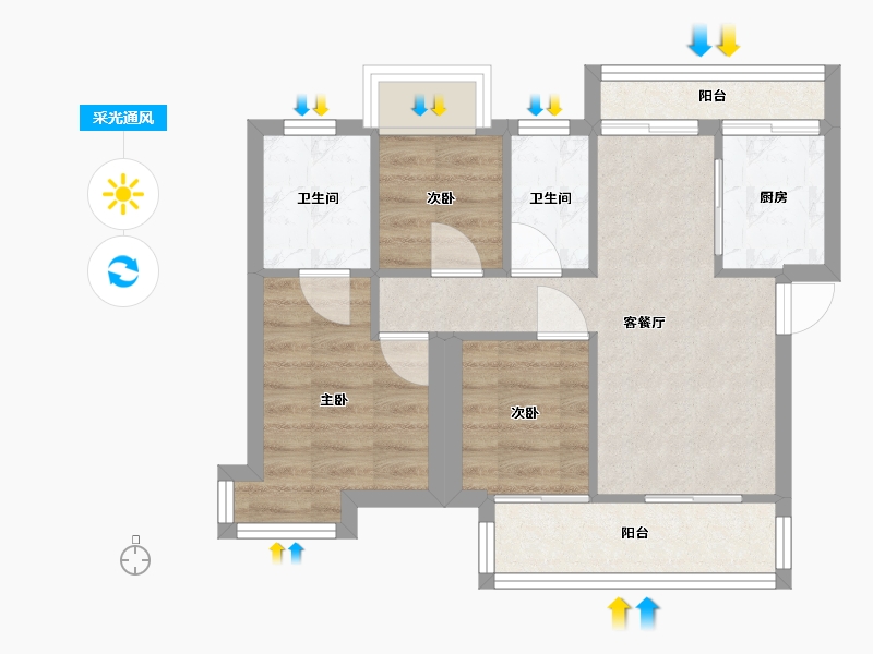 湖北省-宜昌市-宜昌万达大都会-51.55-户型库-采光通风