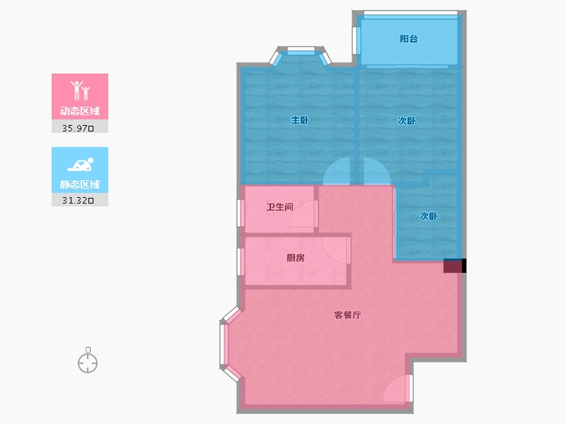 广东省-广州市-紫荆花园-60.90-户型库-动静分区