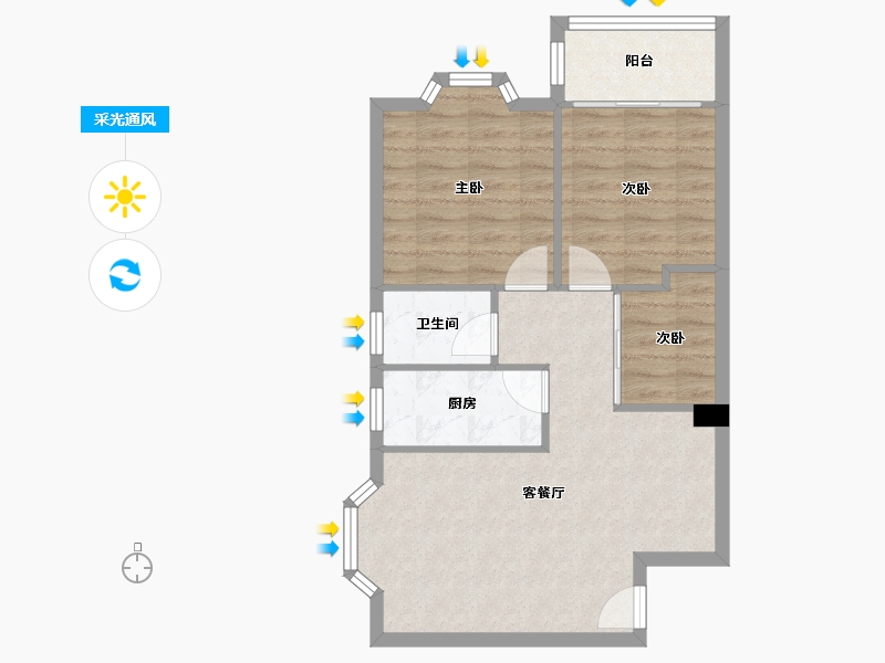 广东省-广州市-紫荆花园-60.90-户型库-采光通风