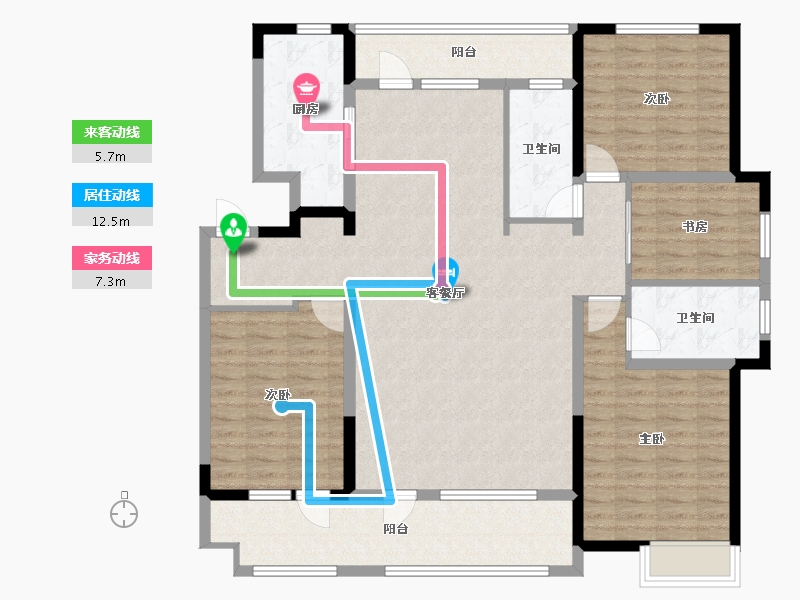 山东省-菏泽市-翡翠公园-137.28-户型库-动静线