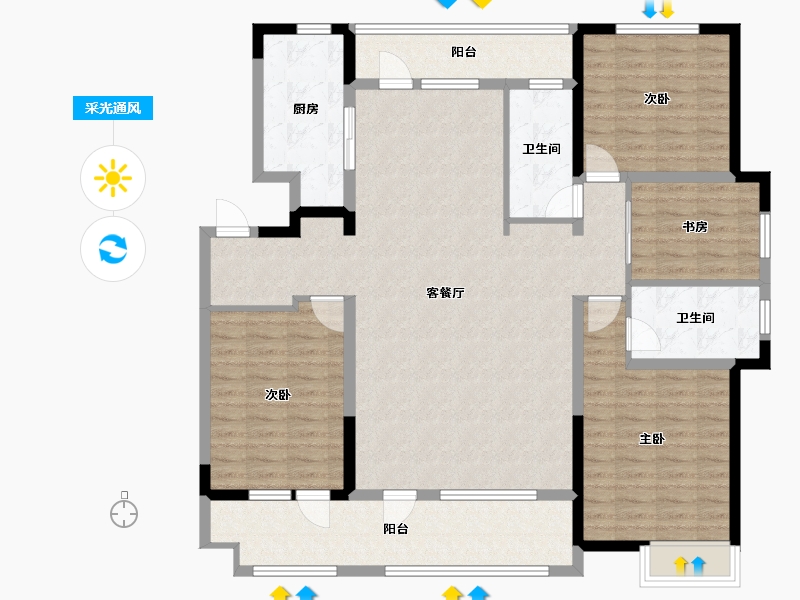 山东省-菏泽市-翡翠公园-137.28-户型库-采光通风