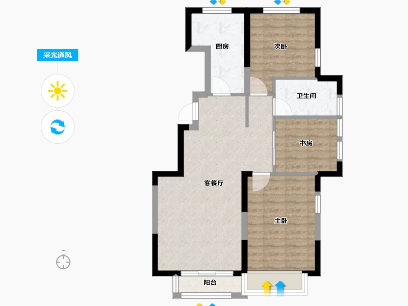 天津-天津市-新湖美丽洲-69.06-户型库-采光通风