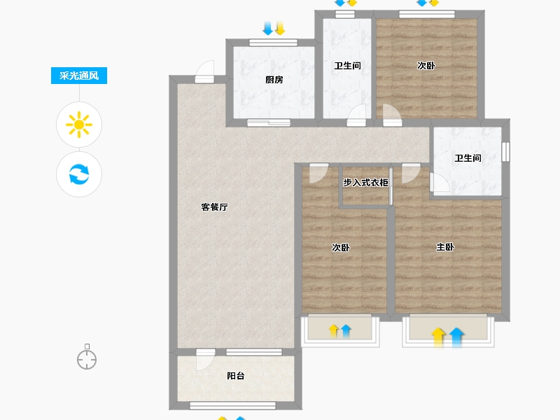 山东省-青岛市-保利天汇-96.05-户型库-采光通风