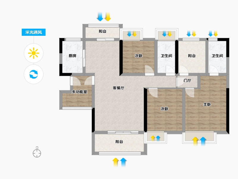 贵州省-黔东南苗族侗族自治州-未来城南湖-105.39-户型库-采光通风