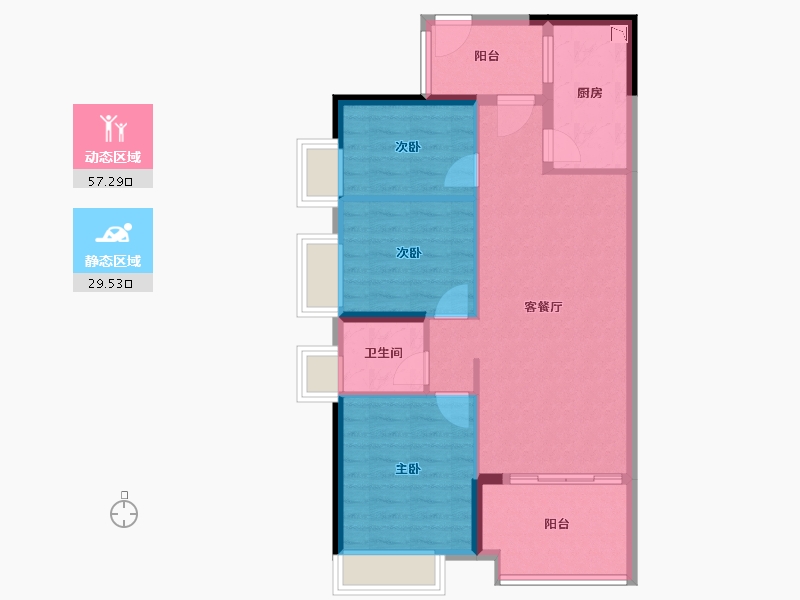 广东省-东莞市-万科城市高尔夫花园-78.06-户型库-动静分区