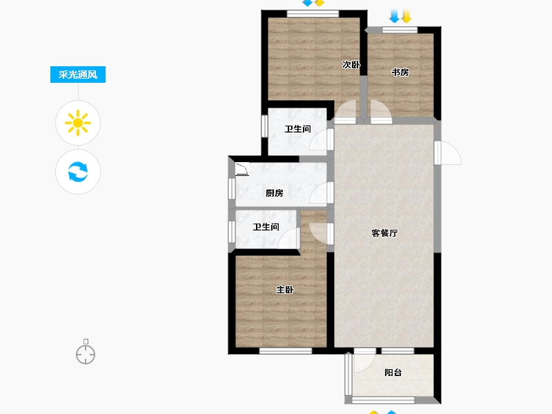 山东省-济南市-绿地城-79.53-户型库-采光通风