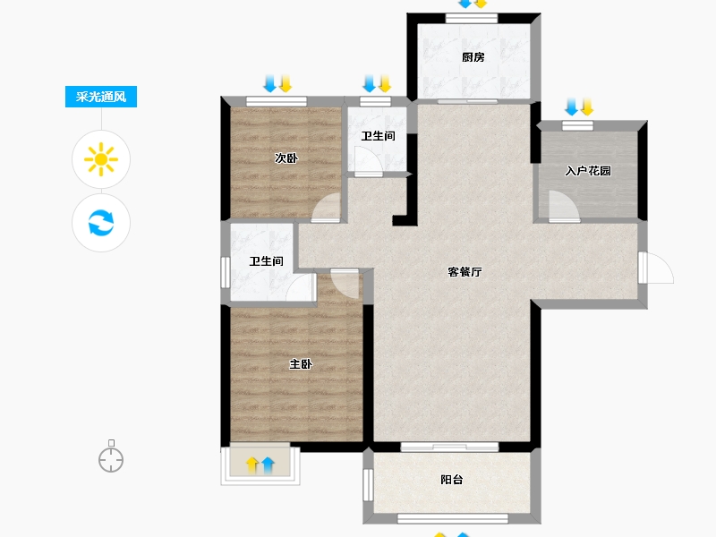 湖南省-岳阳市-枫桥绿洲-84.59-户型库-采光通风