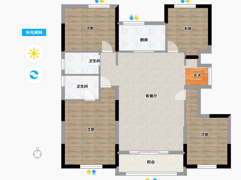 浙江省-宁波市-金隅大成郡一期-111.00-户型库-采光通风