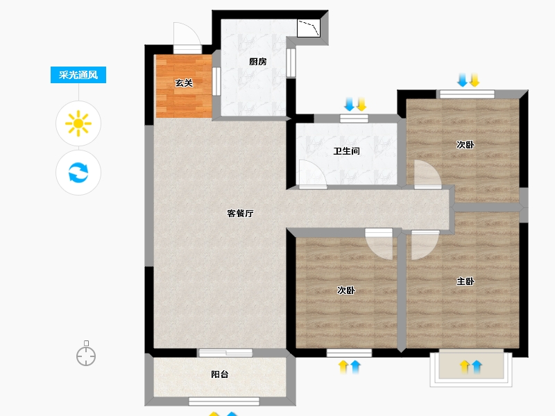 湖北省-武汉市-电建地产�吃糜�府-77.67-户型库-采光通风