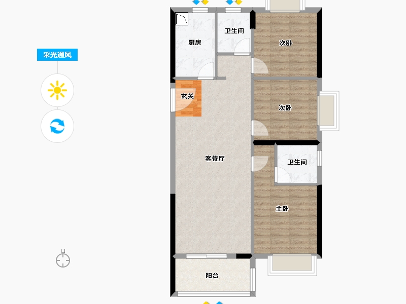 湖北省-武汉市-江樾云著-86.41-户型库-采光通风