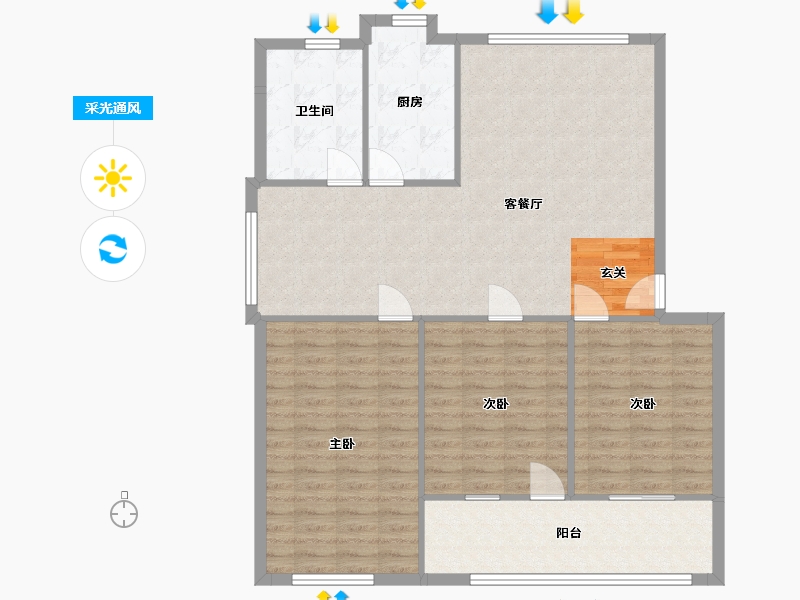 湖北省-襄阳市-樊城化学助剂厂家属院-111.59-户型库-采光通风