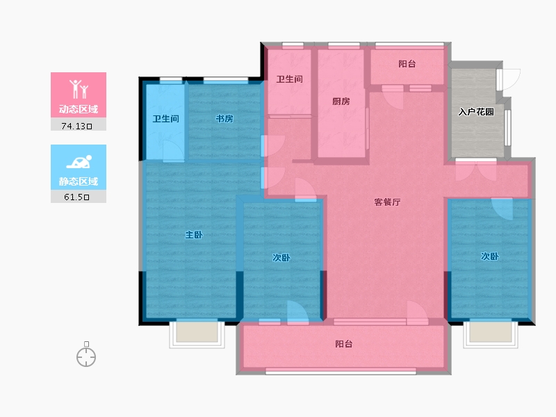 山东省-潍坊市-悦动生态城  君悦府-126.91-户型库-动静分区