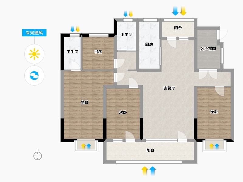 山东省-潍坊市-悦动生态城  君悦府-126.91-户型库-采光通风