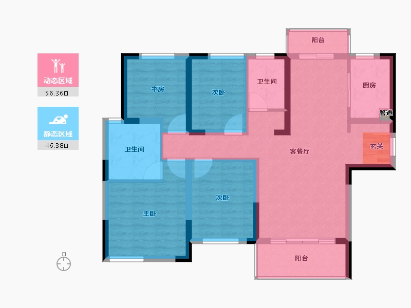 湖南省-长沙市-中建璟和城-91.60-户型库-动静分区