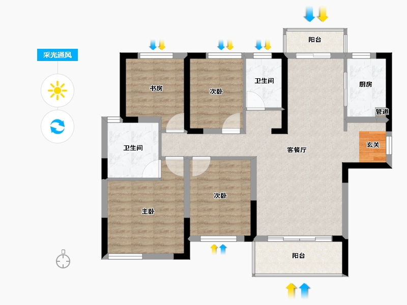 湖南省-长沙市-中建璟和城-91.60-户型库-采光通风