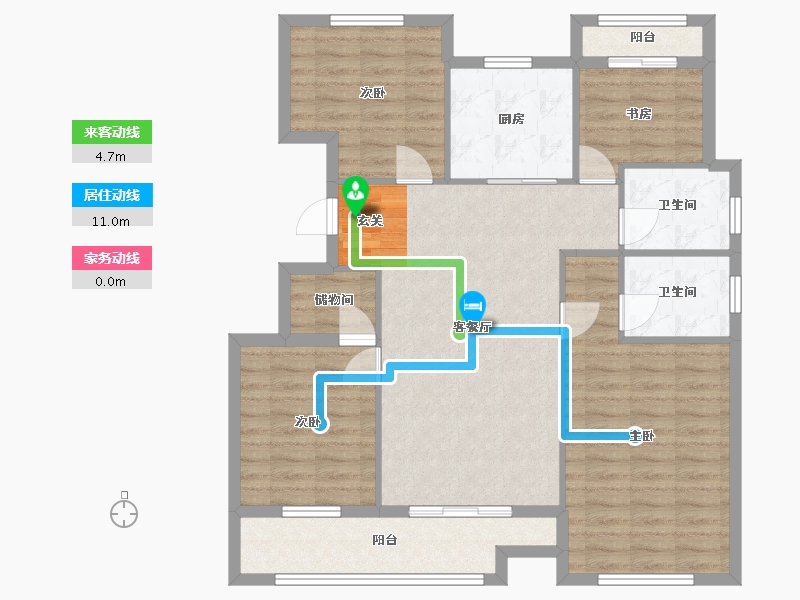 浙江省-宁波市-中北星园-102.00-户型库-动静线