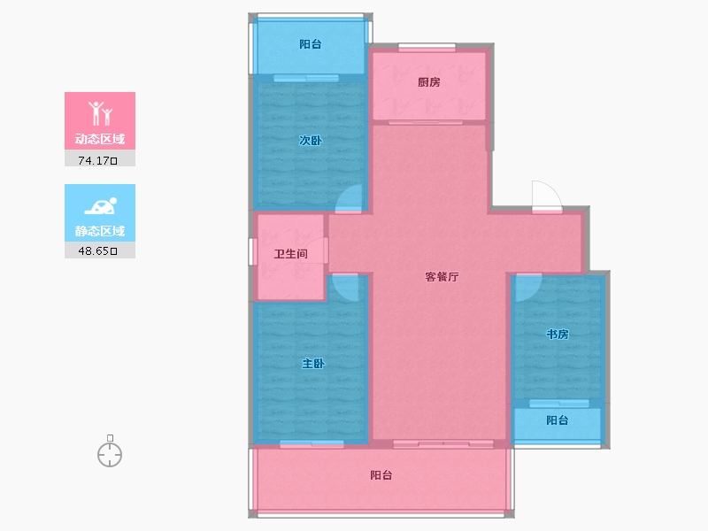 辽宁省-盘锦市-公园里-111.27-户型库-动静分区