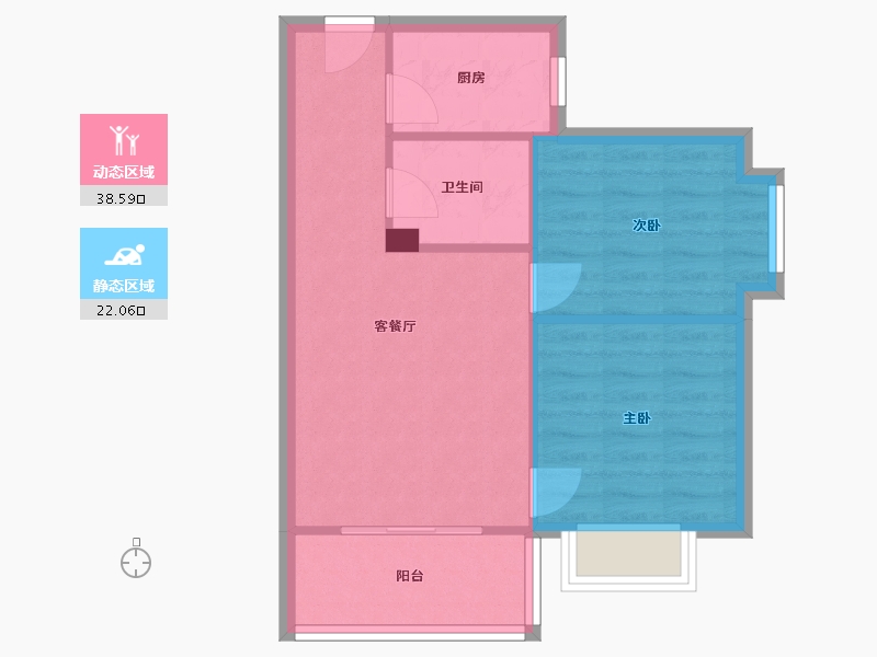 四川省-成都市-东湖花园水晶座-54.74-户型库-动静分区