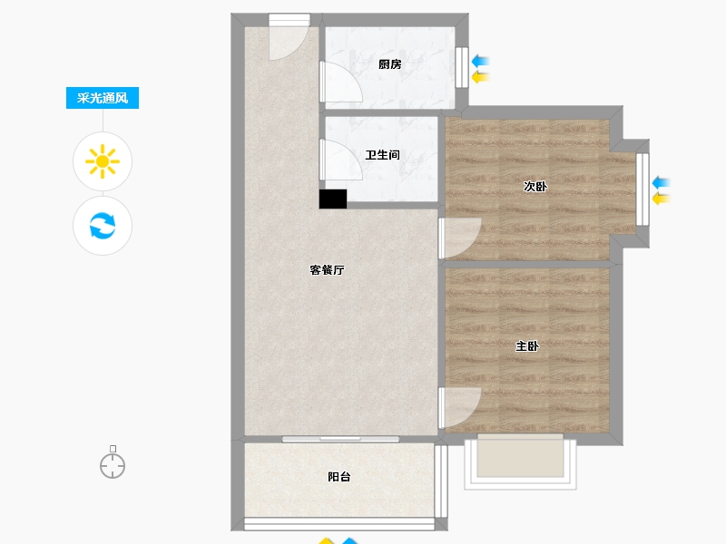 四川省-成都市-东湖花园水晶座-54.74-户型库-采光通风