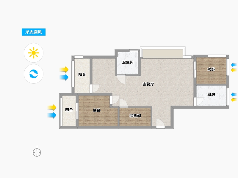 浙江省-杭州市-印江南-78.66-户型库-采光通风