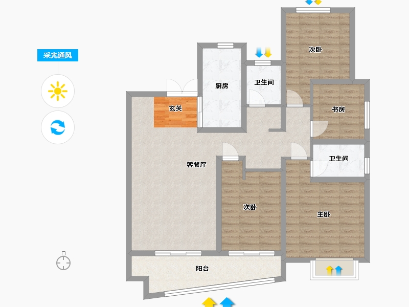 安徽省-合肥市-合肥启迪科技城水木园-110.01-户型库-采光通风