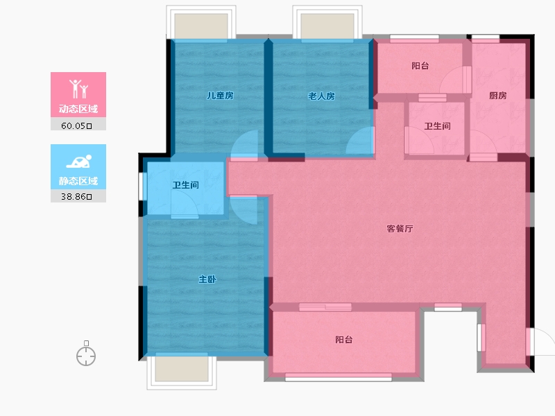 四川省-绵阳市-江油置信花园城-87.95-户型库-动静分区