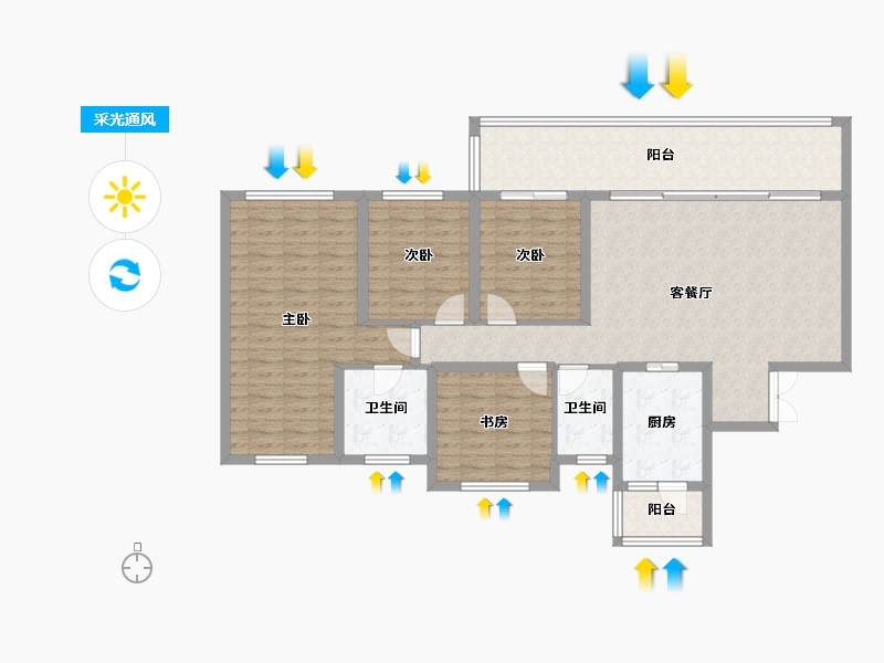 四川省-成都市-中南樾府-125.76-户型库-采光通风