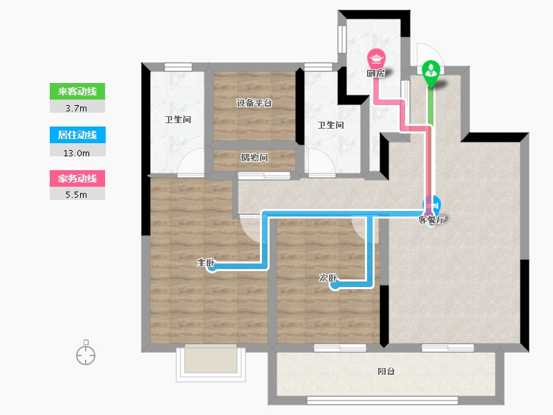 云南省-昭通市-融创九棠府-83.44-户型库-动静线