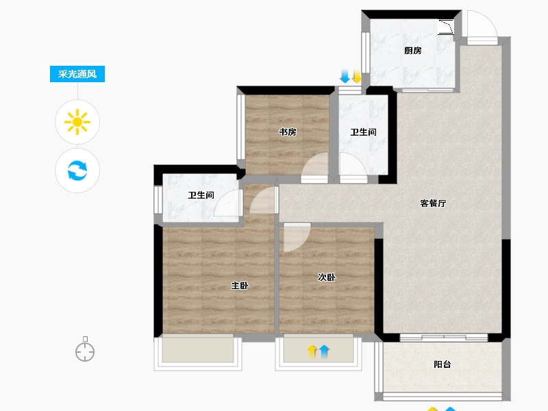 广西壮族自治区-南宁市-瀚林学府-72.14-户型库-采光通风