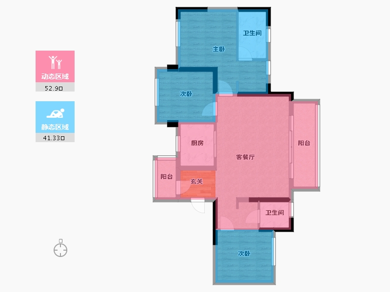 四川省-成都市-花样年江山-83.45-户型库-动静分区