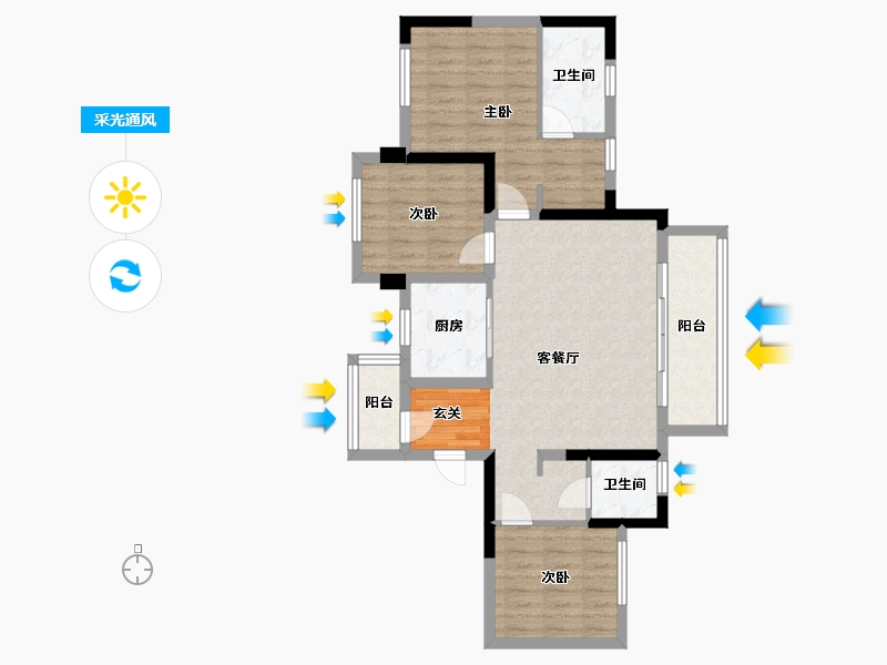 四川省-成都市-花样年江山-83.45-户型库-采光通风