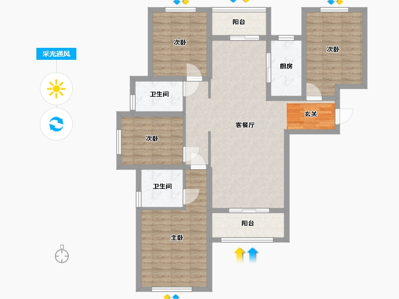 四川省-成都市-保利天和-103.80-户型库-采光通风