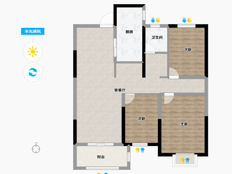 江苏省-盐城市-集云文泽府邸-100.00-户型库-采光通风