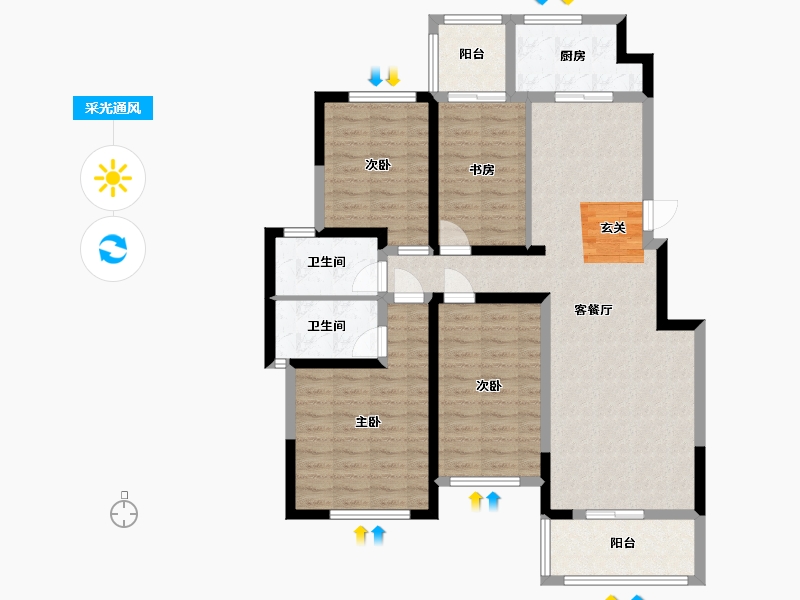 四川省-成都市-中交牧山美庐-107.14-户型库-采光通风