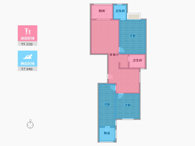 陕西省-宝鸡市-东风路59号-100.11-户型库-动静分区