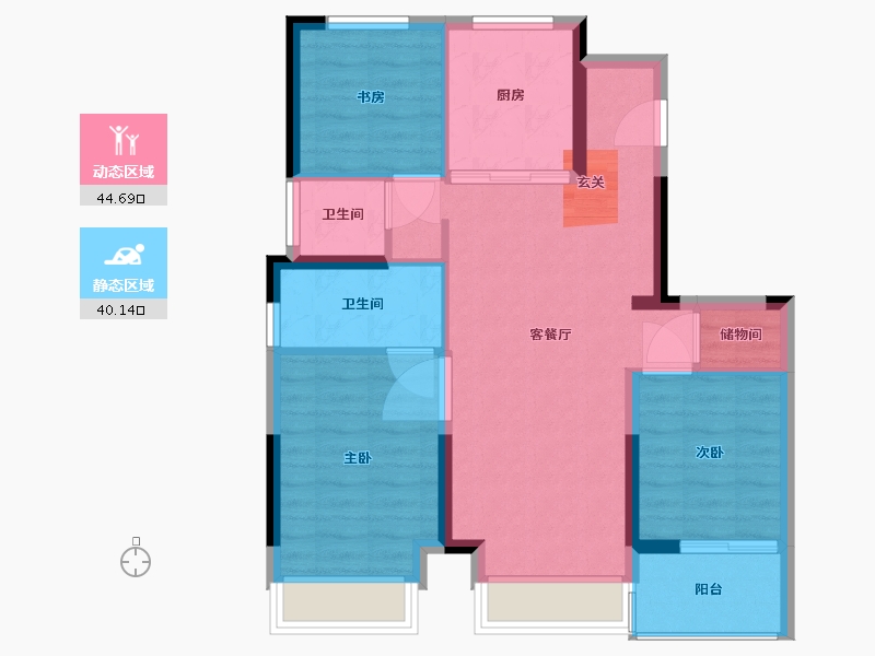 浙江省-杭州市-禧瑞江南府-76.00-户型库-动静分区