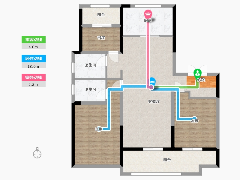 安徽省-滁州市-大唐菱湖御庭2期-107.53-户型库-动静线