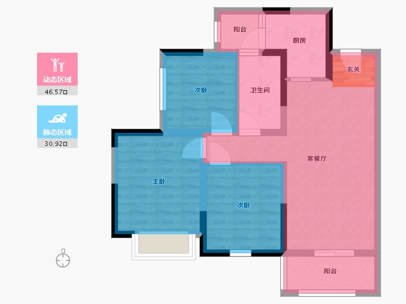 四川省-成都市-融创�Z凌溪-68.05-户型库-动静分区