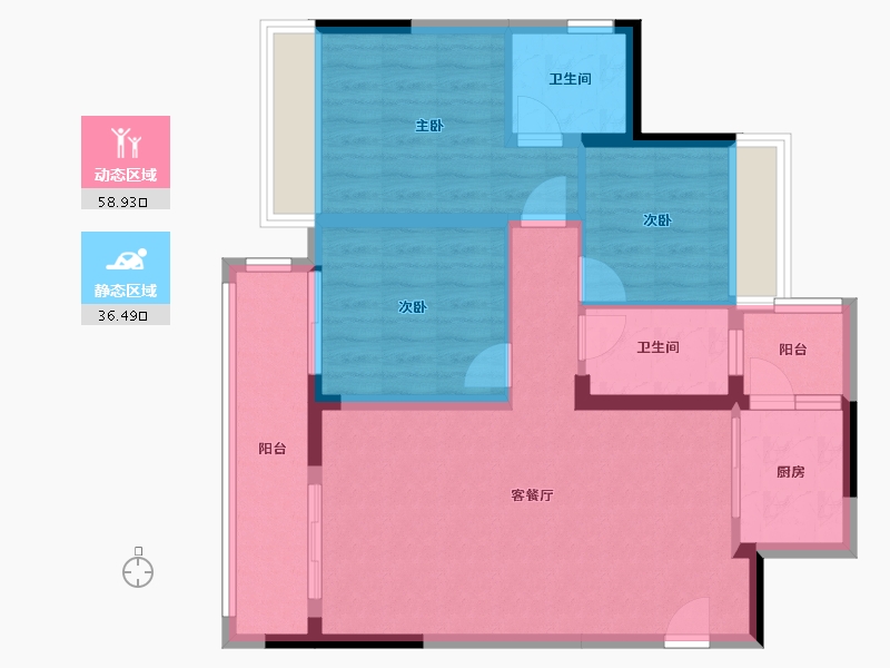 四川省-广安市-中梁西溪首府-85.25-户型库-动静分区