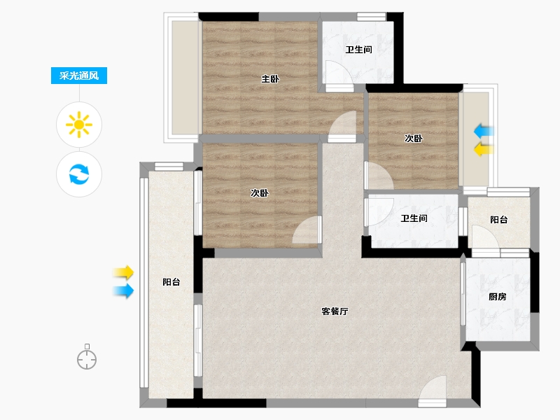 四川省-广安市-中梁西溪首府-85.25-户型库-采光通风