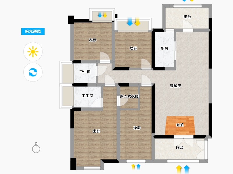 四川省-成都市-金沙宸宇公馆-105.15-户型库-采光通风