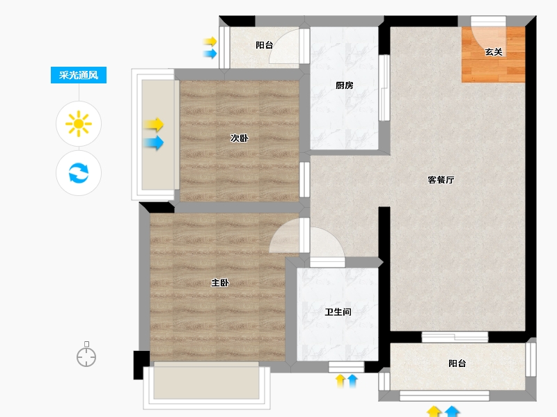 四川省-成都市-炎华置信花千集中心-57.74-户型库-采光通风