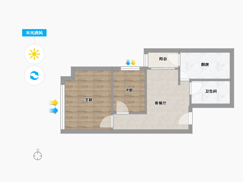 河南省-郑州市-国贸酒店公寓-38.66-户型库-采光通风