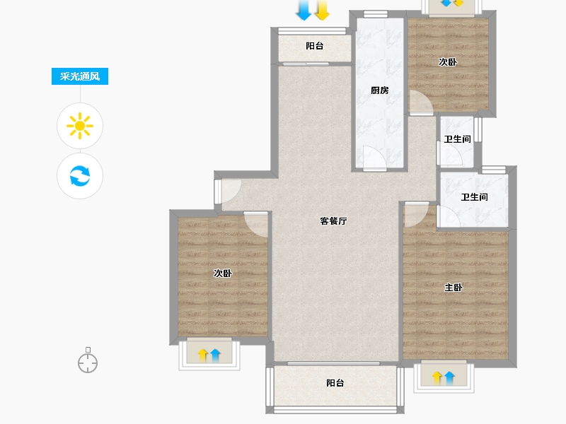 上海-上海市-东苑古龙城-96.89-户型库-采光通风