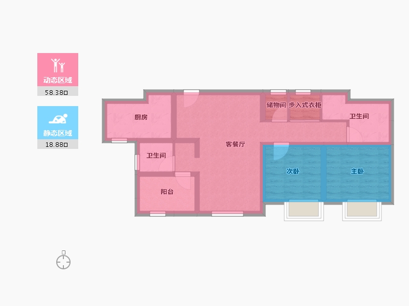 江苏省-苏州市-鑫宇佳苑-66.55-户型库-动静分区