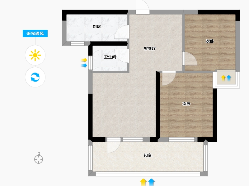 湖北省-荆门市-长龙中央公园四期-66.23-户型库-采光通风