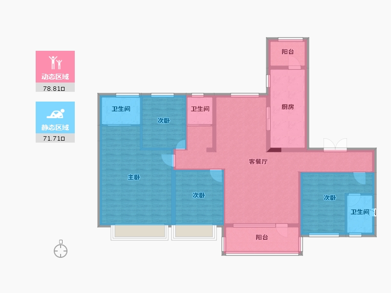 山东省-枣庄市-翡翠蓝山碧桂园-135.57-户型库-动静分区